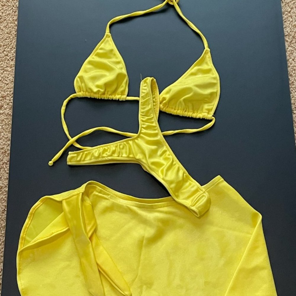Neon Lemon Bikini and cover up~nwot